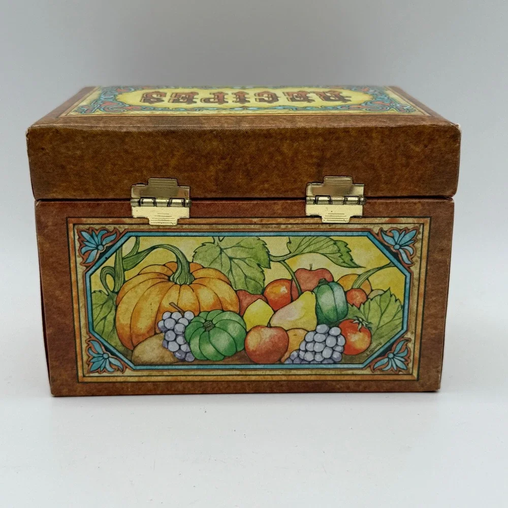 Vintage 1979 Kitchen Fare Recipe Box Set Current Inc Brown Harvest Fruit Cards